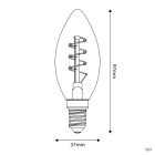 LED gold filament bulb, carbon line, curved spiral filament candle C35 2.5 W 136 lm E14 1800 K, dimmable - C01