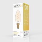 LED gold filament bulb, carbon line, curved spiral filament candle C35 2.5 W 136 lm E14 1800 K, dimmable - C01