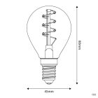 LED gold filament bulb, curved spiral, mini globe G45 2.2 W 136 lm E14 1800 K, dimmable - C02