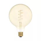 LED gold filament bulb, carbon line, curved spiral, spherical, G125, 4 W, 250 lm, E27, 1800 K, dimmable – C07
