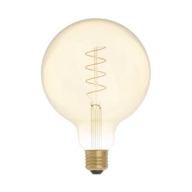   LED gold filament bulb, carbon line, curved spiral, spherical, G125, 4 W, 250 lm, E27, 1800 K, dimmable – C07