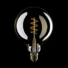 LED gold filament bulb, carbon line, curved spiral, spherical, G125, 4 W, 250 lm, E27, 1800 K, dimmable – C07