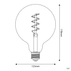 LED gold filament bulb, carbon line, curved spiral, spherical, G125, 4 W, 250 lm, E27, 1800 K, dimmable – C07