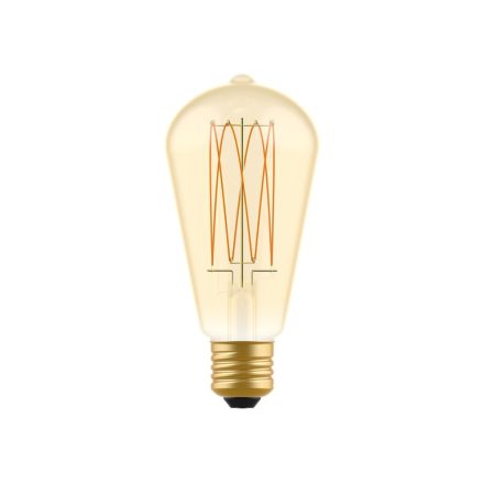 LED gold bulb carbon line fiber cage Edison ST64 7W 640Lm E27 2700K dimmable - C54