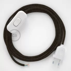   Lamp cable, RN04 brown natural linen 1.80 m. Choose the color of the switch and plug.