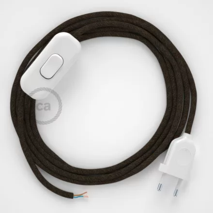 Lamp cable, RN04 brown natural linen 1.80 m. Choose the color of the switch and plug.
