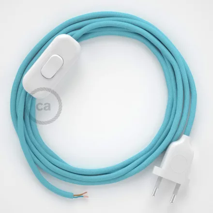  Lamp cable, RM17 baby blue rayon 1.80 m. Choose the color of the switch and plug.