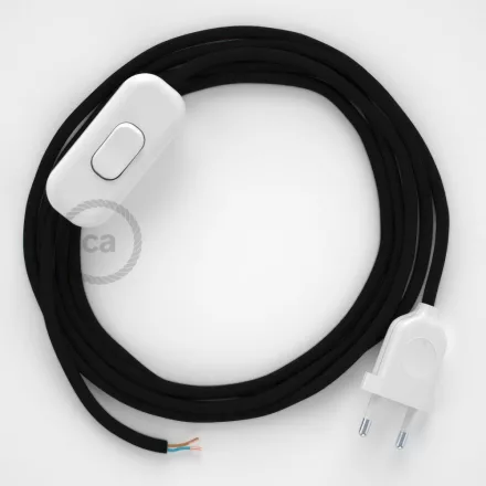  Lamp cable, RM04 black rayon 1.80 m. Choose the color of the switch and plug.