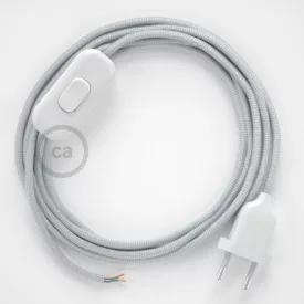   Lamp cable, RM02 silver rayon 1.80 m. Choose the color of the switch and plug.