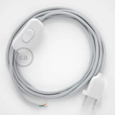 Lamp cable, RM02 silver rayon 1.80 m. Choose the color of the switch and plug.