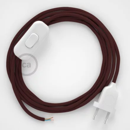  Lamp cable, RM19 burgundy rayon 1.80 m. Choose the color of the switch and plug.
