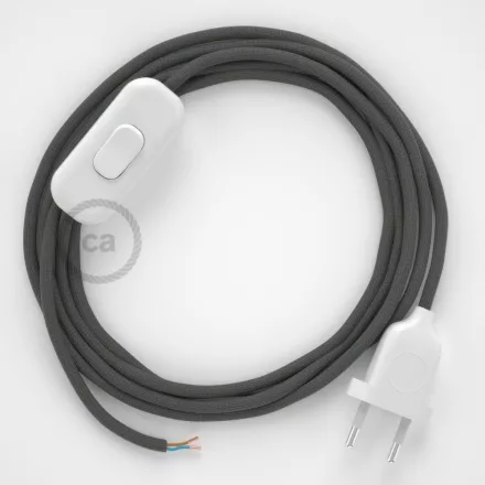 Lamp cable, RM03 gray rayon 1.80 m. Choose the color of the switch and plug.