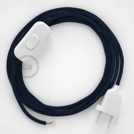    Lamp cable, RM20 dark blue rayon 1.80 m. Choose the color of the switch and plug.
