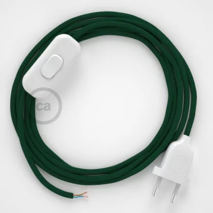  Lamp cable, RM21 dark green rayon 1.80 m. Choose the color of the switch and plug.