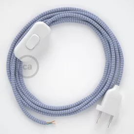   Lamp cable, RZ07 purple zigzag synthetic silk 1.80 m. Choose the color of the switch and plug.