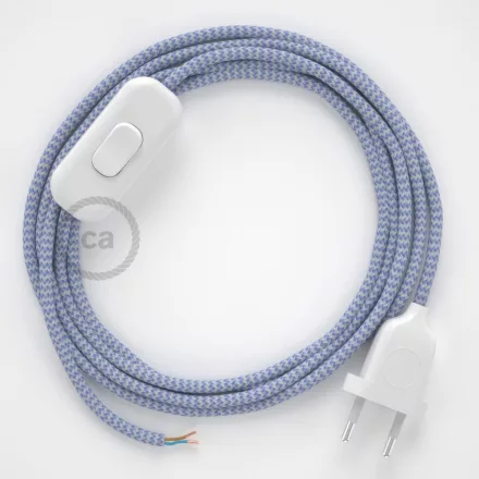 Lamp cable, RZ07 purple zigzag synthetic silk 1.80 m. Choose the color of the switch and plug.
