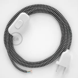    Lamp cable, RZ04 black zigzag rayon 1.80 m. Choose the color of the switch and plug.