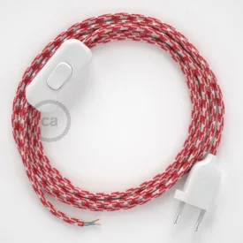    Lamp cable, RP09 white-red two-tone rayon 1.80 m. Choose the color of the switch and plug.
