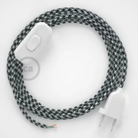  Lamp cable, RP04 white-black two-tone rayon 1.80 m. Choose the color of the switch and plug.