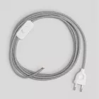 Lamp cord with gray linen cable, 1.80 m