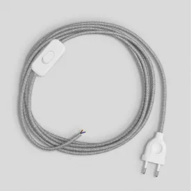 Lamp cord with gray linen cable, 1.80 m