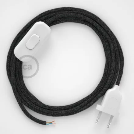  Lamp cable, RN03 anthracite natural linen 1.80 m. Choose the color of the switch and plug.