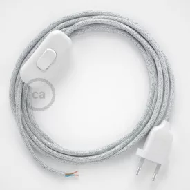    Lamp cable, RL01 shiny white rayon 1.80 m. Choose the color of the switch and plug.