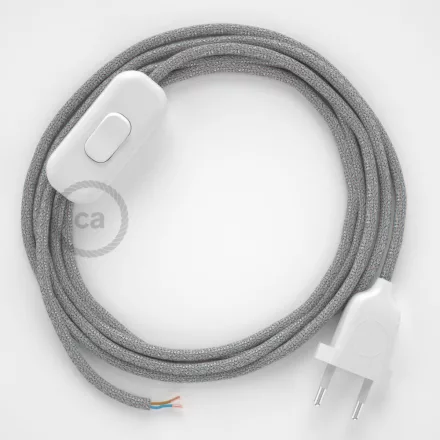  Lamp cable, RL02 sparkling silver rayon 1.80 m. Choose the color of the switch and plug.
