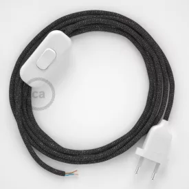   Lamp cable, RL03 shiny gray rayon 1.80 m. Choose the color of the switch and plug.