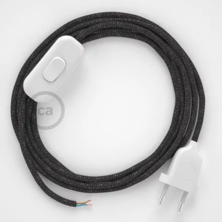 Lamp cable, RL03 shiny gray rayon 1.80 m. Choose the color of the switch and plug.