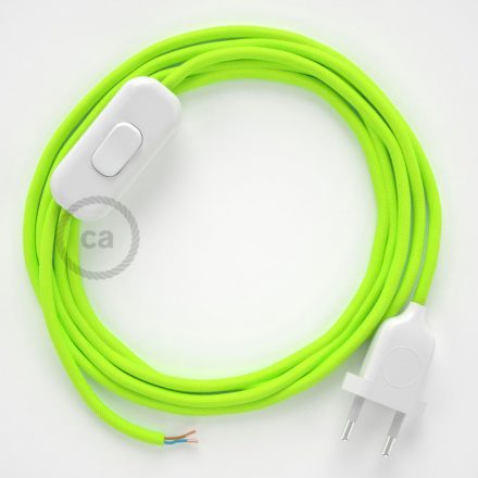 Lamp cable, RF10 neon yellow rayon 1.80 m. Choose the color of the switch and plug.