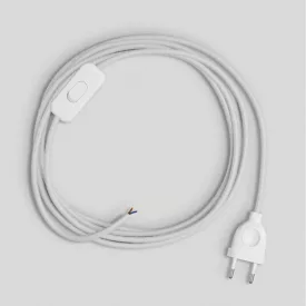 Lamp cord with white cotton cable, 1.80 m
