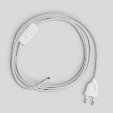 Lamp cord with white cotton cable, 1.80 m