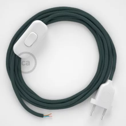  Lamp cable, RC30 stone gray cotton 1.80 m. Choose the color of the switch and plug.