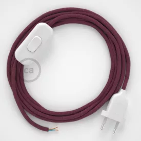   Lamp cable, RC32 burgundy cotton 1.80 m. Choose the color of the switch and plug.