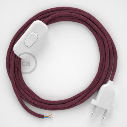 Lamp cable, RC32 burgundy cotton 1.80 m. Choose the color of the switch and plug.