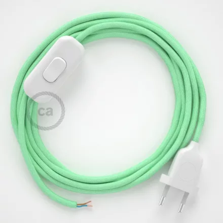  Lamp cable, RC34 milk and mint cotton 1.80 m. Choose the color of the switch and plug.