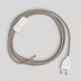 Lamp cord with dove gray cotton cable, 1.80 m