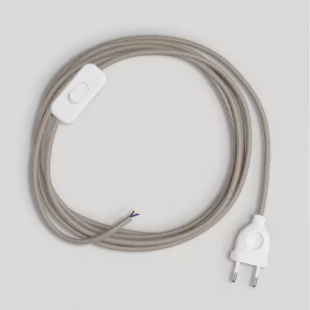Lamp cord with dove gray cotton cable, 1.80 m