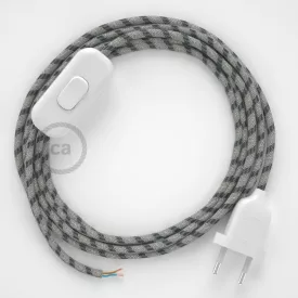    Lamp cable, RD54 anthracite striped cotton and natural linen 1.80 m. Choose the color of the switch and plug.