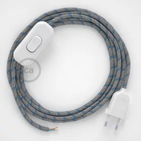    Lamp cable, RD55 blue steward striped cotton and natural linen 1.80 m. Choose the color of the switch and plug.