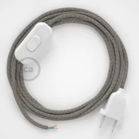    Lamp cable, RD62 thyme green diamond cotton and natural linen 1.80 m. Choose the color of the switch and plug.