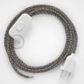    Lamp cable, RD64 anthracite diamond cotton and natural linen 1.80 m. Choose the color of the switch and plug.