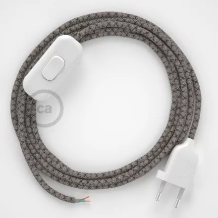 Lamp cable, RD64 anthracite diamond cotton and natural linen 1.80 m. Choose the color of the switch and plug.