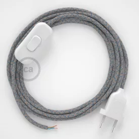   Lamp cable, RD65 blue steward diamond cotton and natural linen 1.80 m. Choose the color of the switch and plug.