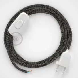    Lamp cable, RD74 anthracite zigzag cotton and natural linen 1.80 m. Choose the color of the switch and plug.