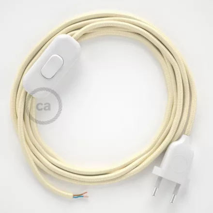  Lamp cable, RM00 ivory rayon 1.80 m. Choose the color of the switch and plug.