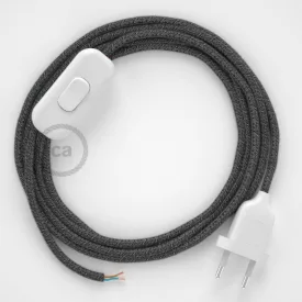    Lamp cable, RS81 black cotton and natural linen 1.80 m. Choose the color of the switch and plug.