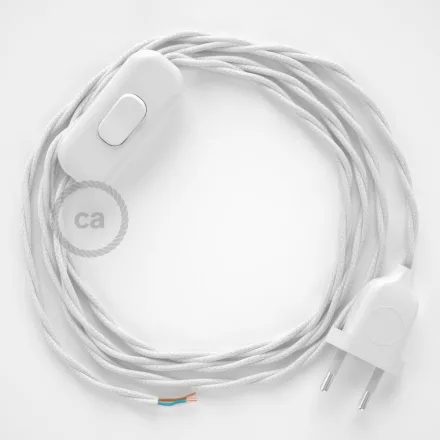  Lamp cable, TC01 white cotton 1.80 m. Choose the color of the switch and plug.