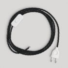 Lamp wiring with black braided cable 1.80 m